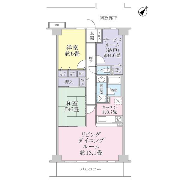 Floor plan. 2LDK, Price 16.8 million yen, Footprint 72 sq m , Balcony area 8.4 sq m
