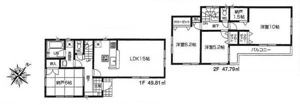 Floor plan. 24,800,000 yen, 3LDK+S, Land area 106.5 sq m , Building area 97.6 sq m