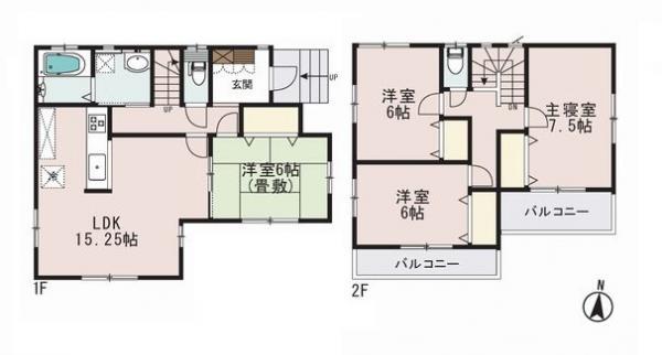 Floor plan. 19,400,000 yen, 4LDK, Land area 122.89 sq m , Building area 99.36 sq m 1 Building