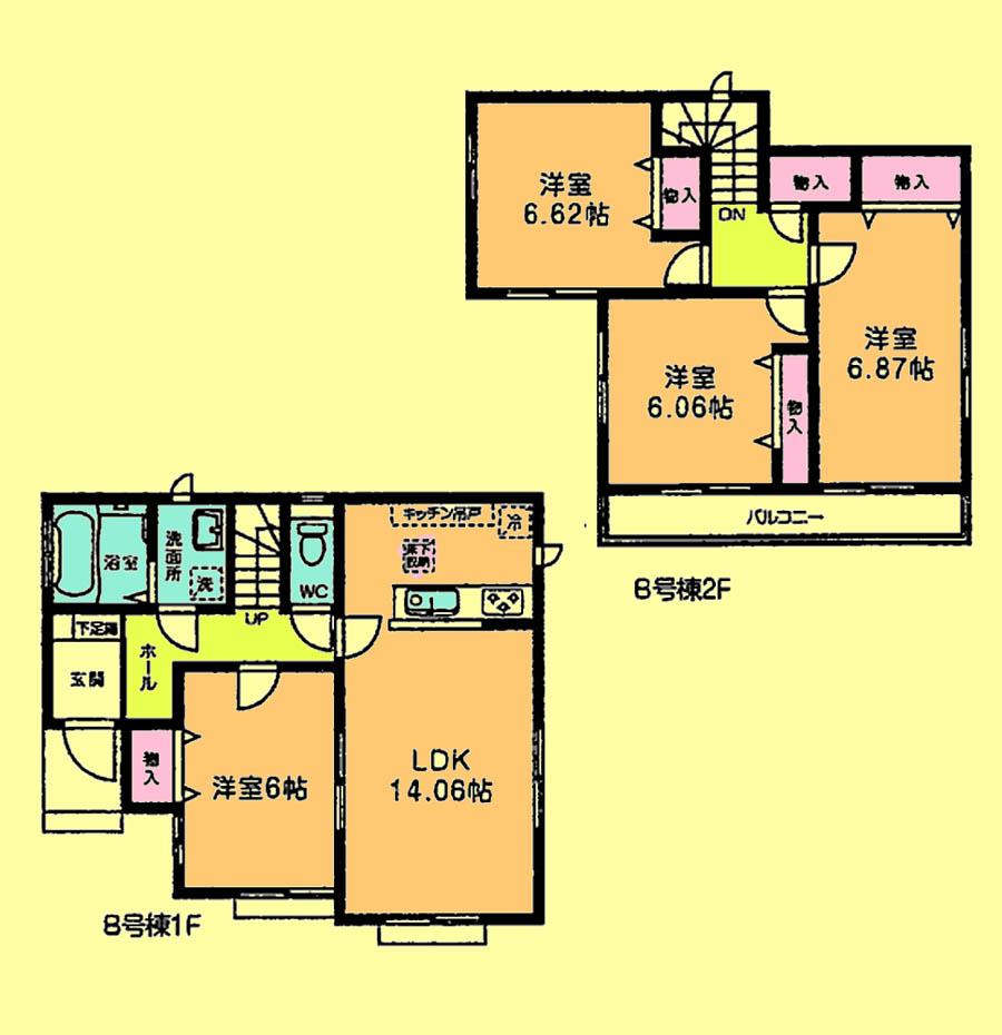 Floor plan. Price 24,800,000 yen, 4LDK, Land area 130.09 sq m , Building area 93.46 sq m