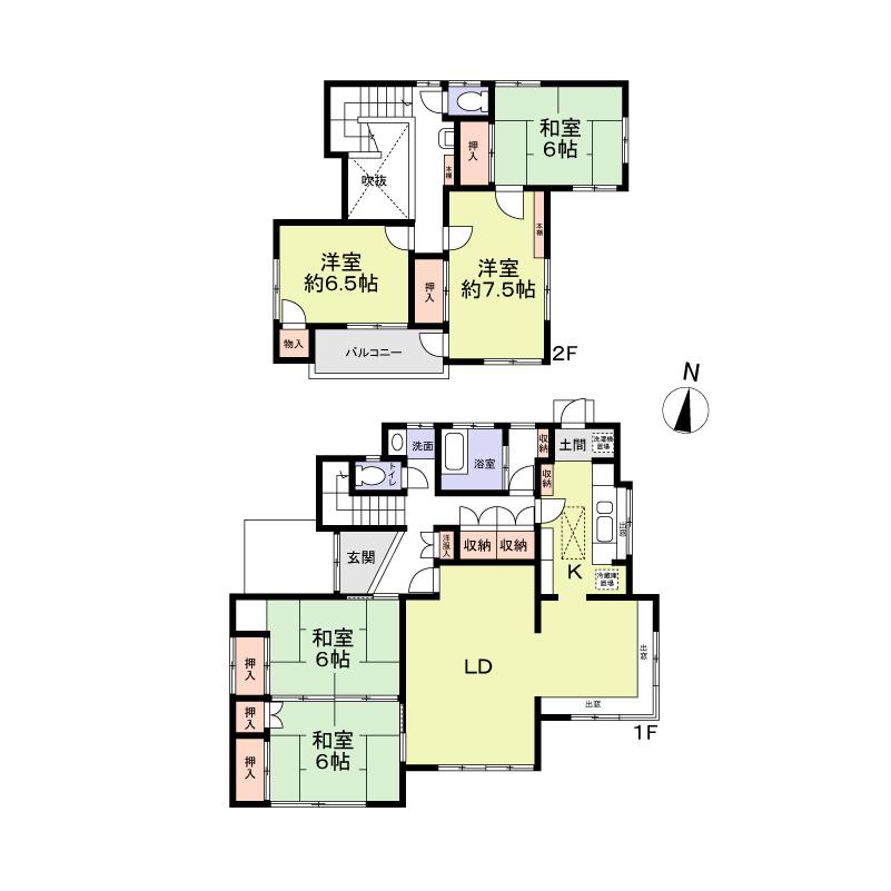 Floor plan. 28,200,000 yen, 5LDK, Land area 265.78 sq m , Building area 132.92 sq m
