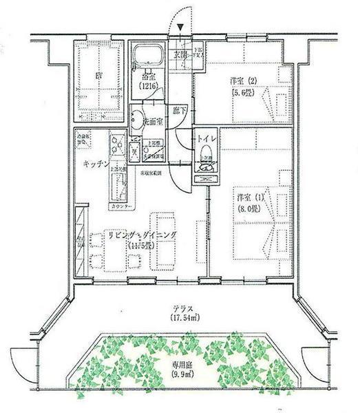 Floor plan. 2LDK, Price 16.5 million yen, Occupied area 51.53 sq m