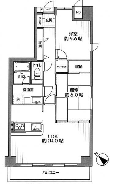 Floor plan. 2LDK, Price 12,750,000 yen, Occupied area 61.35 sq m , Balcony area 8.17 sq m