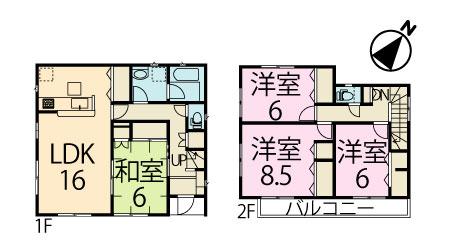 Floor plan. (1 Building), Price 34,800,000 yen, 4LDK, Land area 140.01 sq m , Building area 103.68 sq m