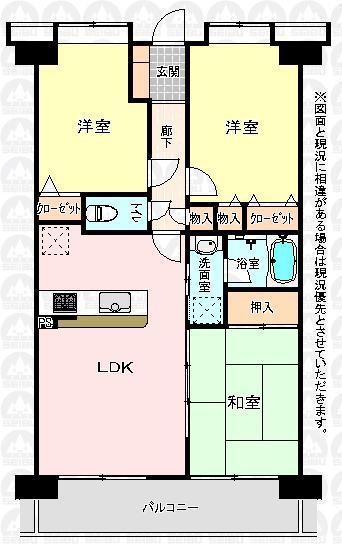 Floor plan. 2LDK + S (storeroom), Price 14.8 million yen, Footprint 60.9 sq m , Balcony area 9 sq m floor plan