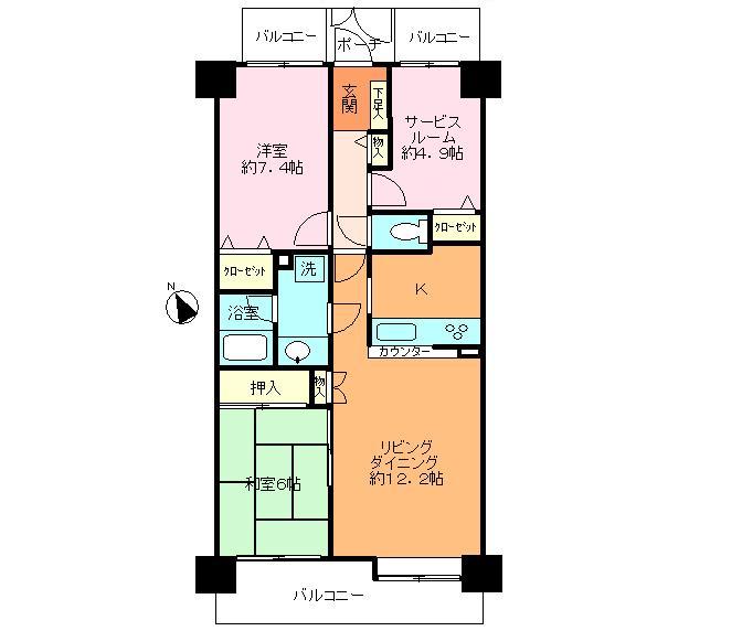 Floor plan. 2LDK + S (storeroom), Price 9.5 million yen, Occupied area 72.32 sq m , Balcony area 15.14 sq m