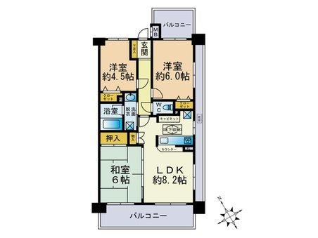 Floor plan. 3DK, Price 15,980,000 yen, Footprint 56 sq m , Balcony area 9.93 sq m