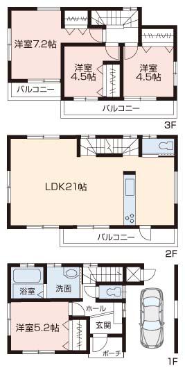 Floor plan. 42,800,000 yen, 4LDK, Land area 66.48 sq m , Building area 110.55 sq m 2 Building floor plan