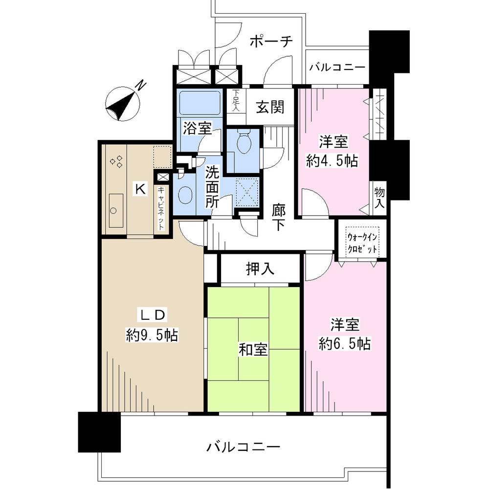 Floor plan. 3LDK, Price 14.8 million yen, Occupied area 69.35 sq m , Balcony area 16.92 sq m