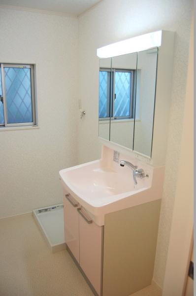 Wash basin, toilet. Vanity with happy shower feature in a busy morning