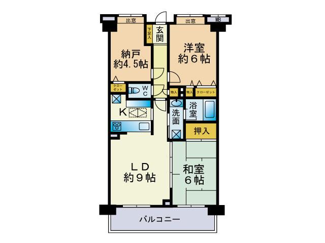Floor plan. 2LDK + S (storeroom), Price 14.8 million yen, Footprint 60.9 sq m , Balcony area 9 sq m