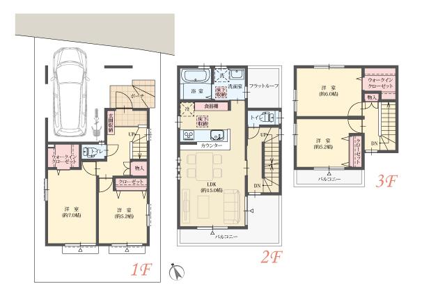 Floor plan. (B Building), Price 41,300,000 yen, 4LDK, Land area 88.69 sq m , Building area 114.88 sq m