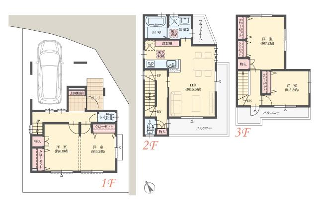 Floor plan. (C Building), Price 43,800,000 yen, 4LDK, Land area 83.07 sq m , Building area 112.61 sq m