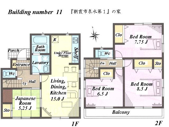 Floor plan. (11 Building), Price 28.8 million yen, 4LDK, Land area 114.3 sq m , Building area 96.38 sq m