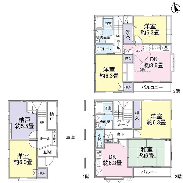 Floor plan. 29,800,000 yen, 5DDKK + S (storeroom), Land area 85.53 sq m , Building area 133.97 sq m 3SDK + 2DK type