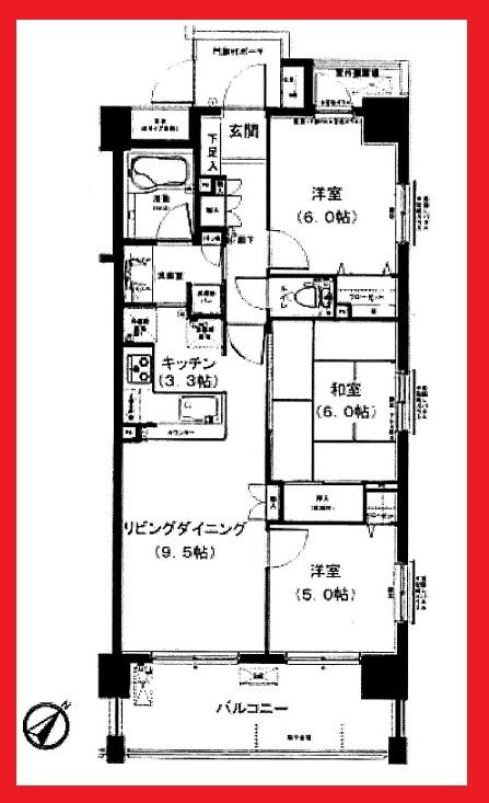 Floor plan. 3LDK, Price 34,800,000 yen, Occupied area 67.89 sq m , Balcony area 12 sq m