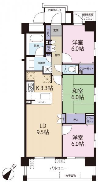 Floor plan. 3LDK, Price 34,800,000 yen, Occupied area 67.89 sq m , Balcony area 12 sq m