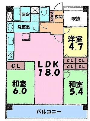 Floor plan. 3LDK, Price 20.8 million yen, Occupied area 76.01 sq m , Balcony area 11.34 sq m