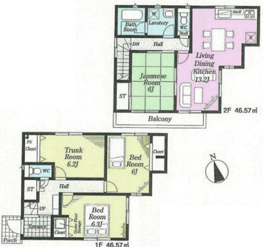 Floor plan. (1 Building), Price 31,800,000 yen, 3LDK+S, Land area 120.25 sq m , Building area 93.14 sq m