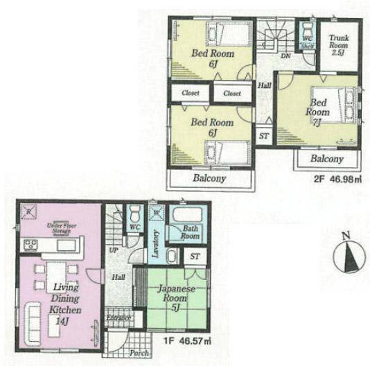 Floor plan. (5 Building), Price 31,800,000 yen, 4LDK, Land area 110.1 sq m , Building area 93.55 sq m