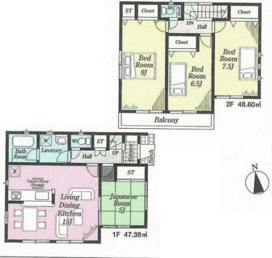 Floor plan. (6 Building), Price 31,800,000 yen, 4LDK, Land area 110.1 sq m , Building area 95.98 sq m