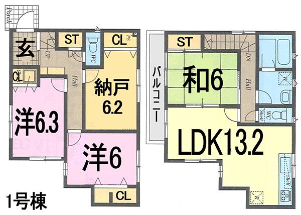 Floor plan. (1 Building), Price 31,800,000 yen, 4LDK, Land area 120.25 sq m , Building area 93.14 sq m