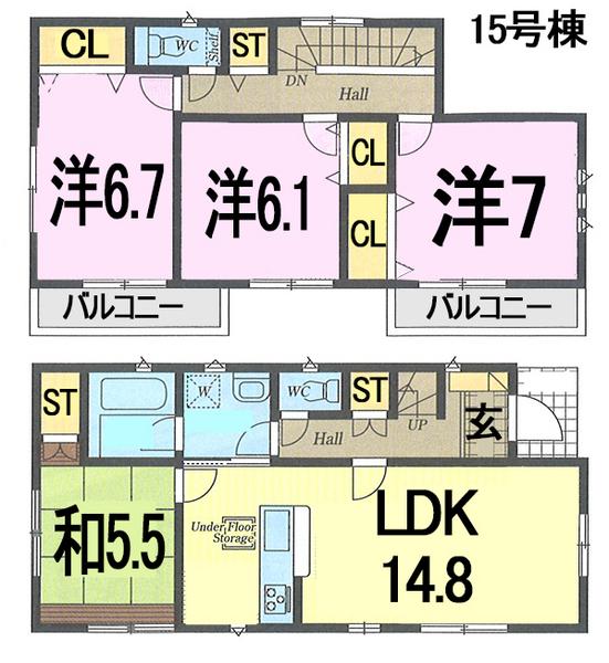 Floor plan. (15 Building), Price 30,800,000 yen, 4LDK, Land area 145.87 sq m , Building area 94.36 sq m