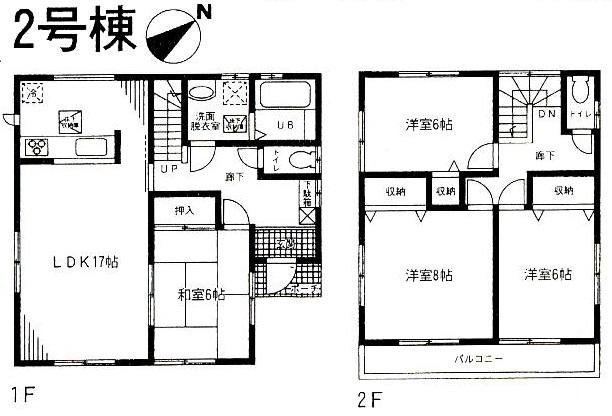 Floor plan. (Building 2), Price 28,300,000 yen, 4LDK, Land area 123.51 sq m , Building area 102.46 sq m