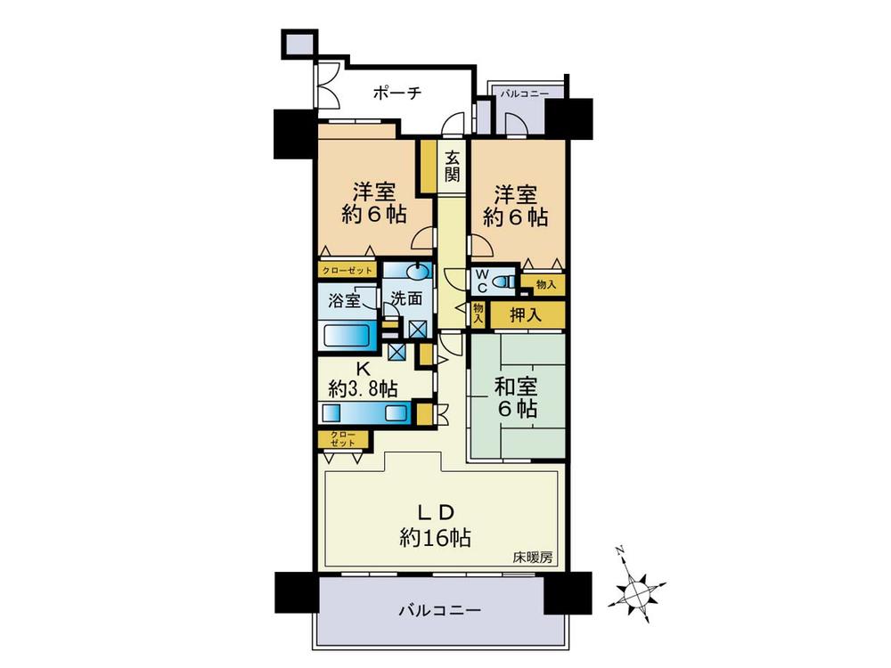 Floor plan. 3LDK, Price 25,500,000 yen, Footprint 81.6 sq m , Balcony area 17.6 sq m