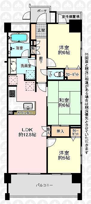 Floor plan. 3LDK, Price 34,800,000 yen, Occupied area 67.89 sq m , Balcony area 12 sq m floor plan