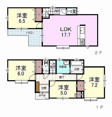 Floor plan. (1 Building), Price 34,800,000 yen, 3LDK+S, Land area 105.13 sq m , Building area 97.71 sq m