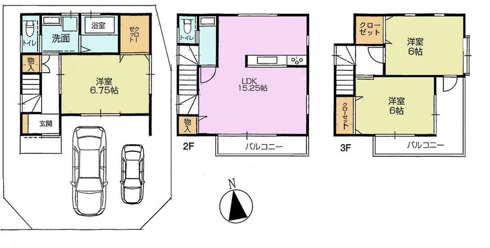 Floor plan. 33,800,000 yen, 3LDK, Land area 77.07 sq m , Building area 88.17 sq m