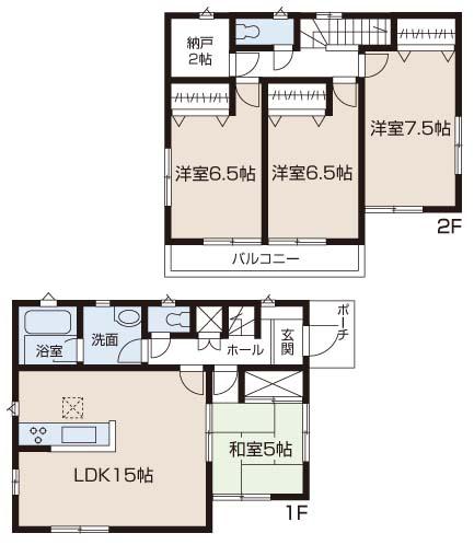 Floor plan. (7 Building), Price 32,800,000 yen, 4LDK+S, Land area 110.09 sq m , Building area 96.79 sq m