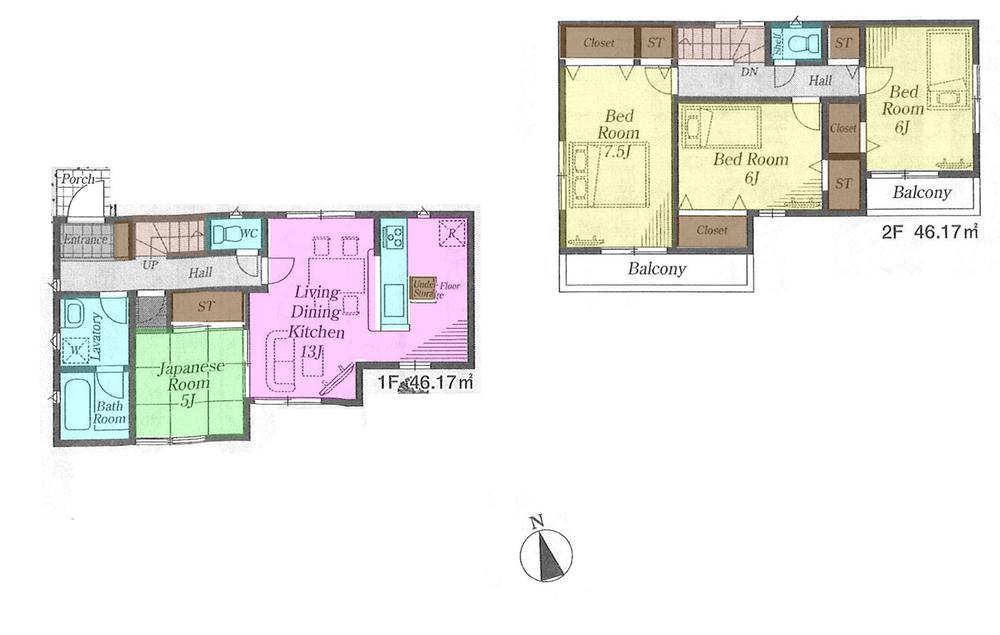 Floor plan. 28.8 million yen, 4LDK, Land area 135.25 sq m , Building area 92.34 sq m