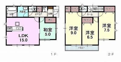 Floor plan. (6 Building), Price 34,800,000 yen, 4LDK, Land area 110.1 sq m , Building area 95.98 sq m