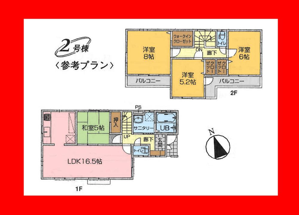 Building plan example (floor plan). Building plan example (two-compartment) 4LDK, Land price 23.8 million yen, Land area 100.07 sq m , Building price 11 million yen, Building area 96.05 sq m