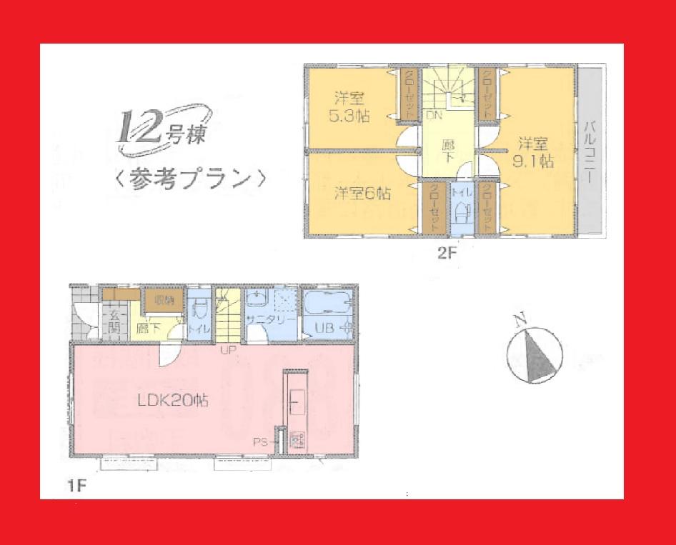 Building plan example (floor plan). Building plan example (12 compartment) 3LDK, Land price 21,800,000 yen, Land area 102.09 sq m , Building price 11 million yen, Building area 95.22 sq m