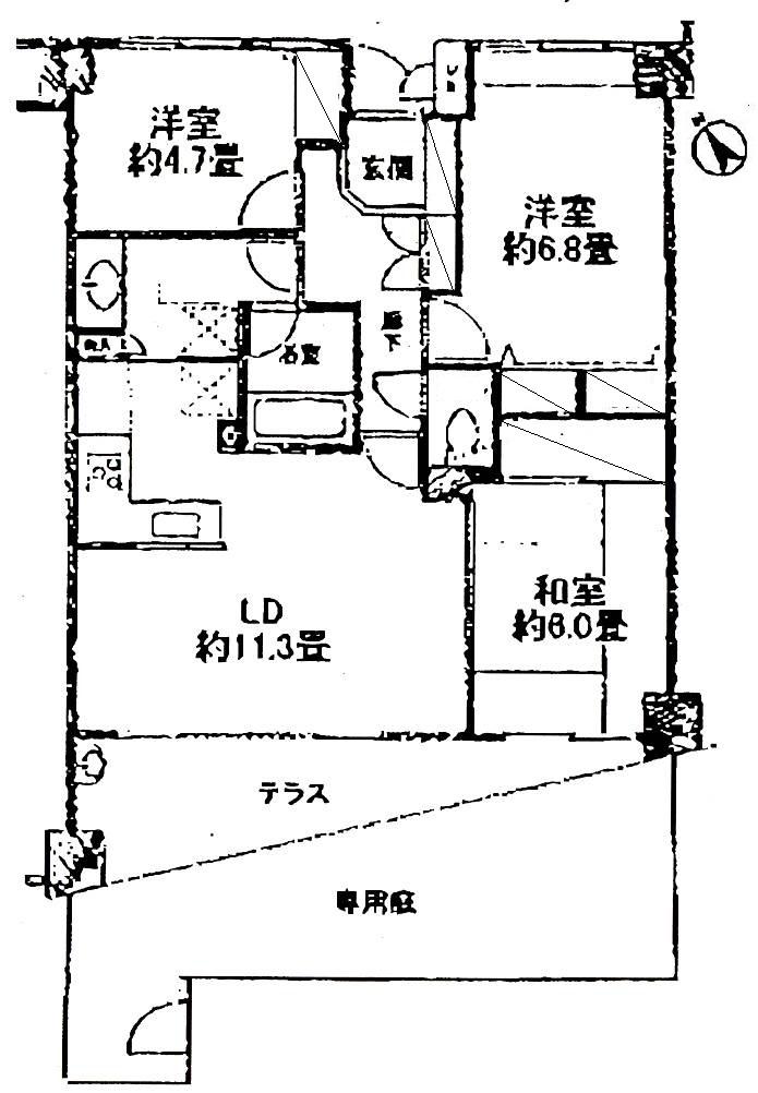 Floor plan. 3LDK, Price 29,800,000 yen, Occupied area 72.77 sq m , Balcony area 9.01 sq m floor plan