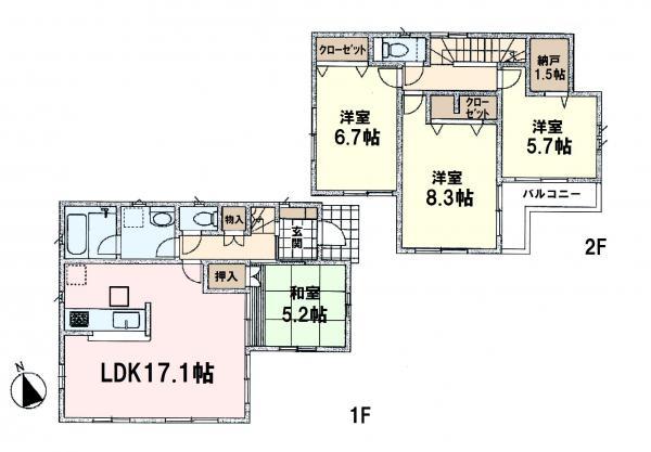 Floor plan. 44,800,000 yen, 4LDK+S, Land area 108.51 sq m , Building area 99.22 sq m   ☆ Breadth of the room of the master bedroom is 8.3 Pledge ☆ 