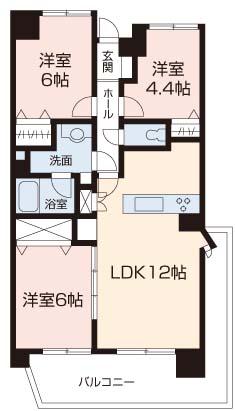 Floor plan. 3LDK, Price 25,800,000 yen, Occupied area 63.89 sq m , Balcony area 12.71 sq m floor plan