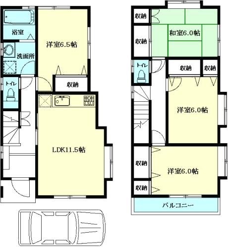 Floor plan. 21,800,000 yen, 4LDK, Land area 100.07 sq m , Building area 93.56 sq m
