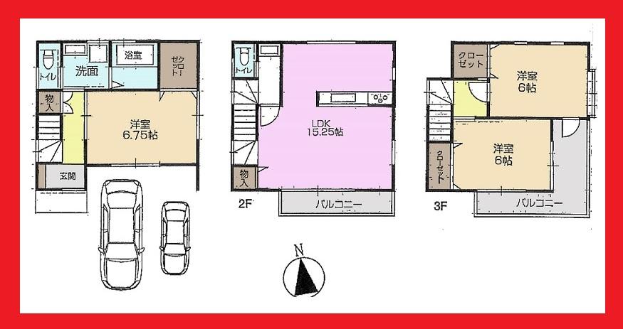 Floor plan. 33,800,000 yen, 3LDK, Land area 77.07 sq m , Building area 88.17 sq m