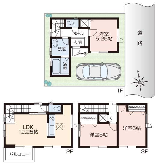 Floor plan. 21,800,000 yen, 3LDK, Land area 48.58 sq m , Building area 74.02 sq m floor plan