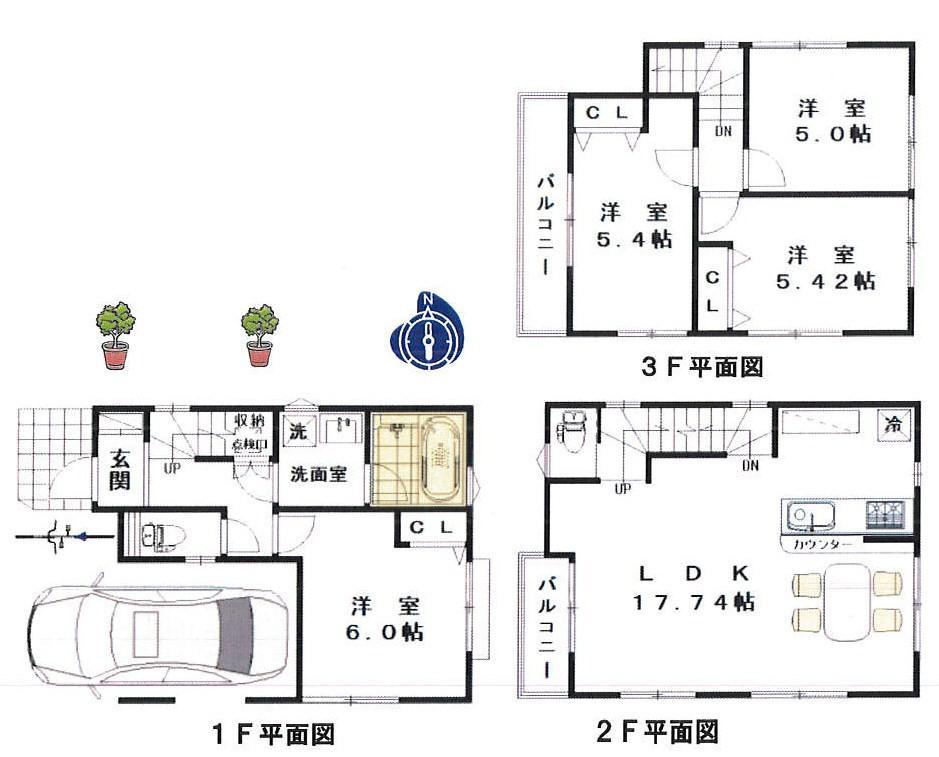 Floor plan. 33,800,000 yen, 4LDK, Land area 55.74 sq m , Building area 98.99 sq m