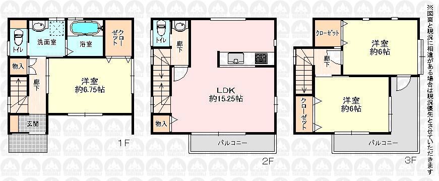 Floor plan. 33,800,000 yen, 3LDK, Land area 77.07 sq m , Building area 88.17 sq m floor plan