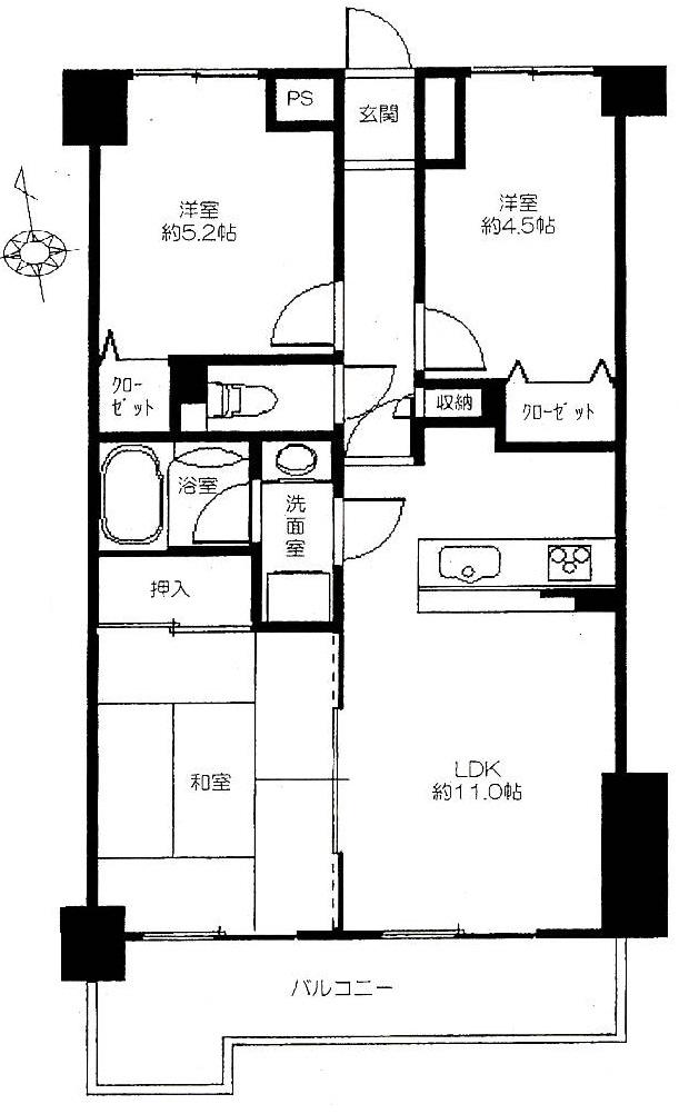 Floor plan. 3LDK, Price 14.9 million yen, Footprint 58 sq m , Balcony area 8.16 sq m floor plan