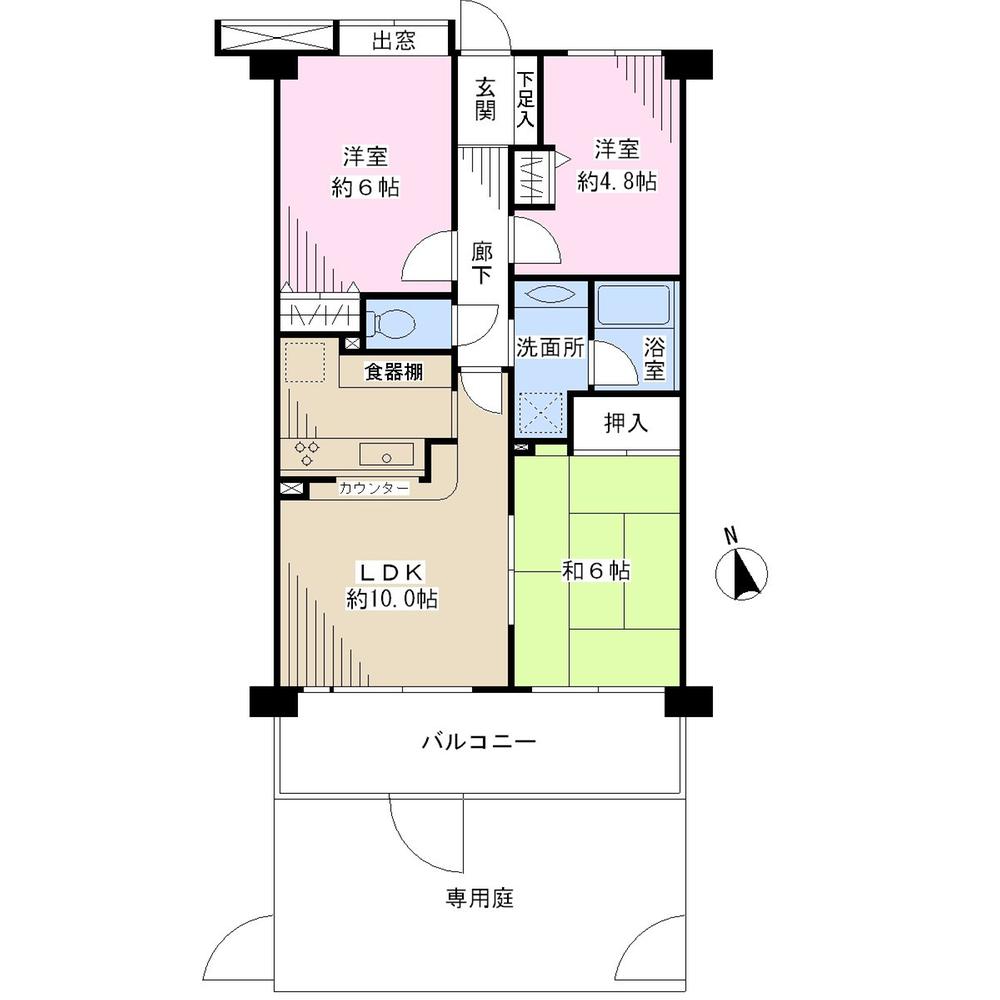 Floor plan. 3LDK, Price 15.8 million yen, Occupied area 60.48 sq m , Balcony area 9.45 sq m