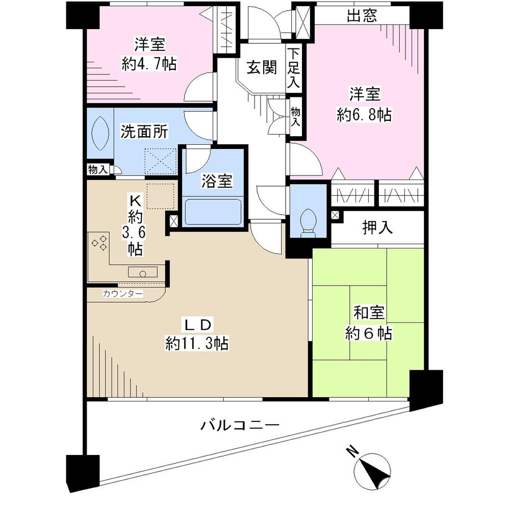 Floor plan. 3LDK, Price 31.5 million yen, Occupied area 72.77 sq m , Balcony area 7.86 sq m