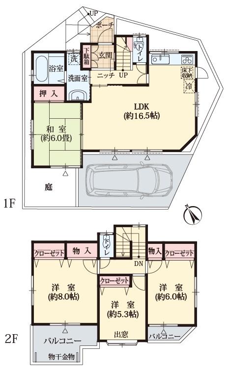 Floor plan. 41,800,000 yen, 4LDK, Land area 101.06 sq m , Next to the building area 100.21 sq m car park there is also a garden.