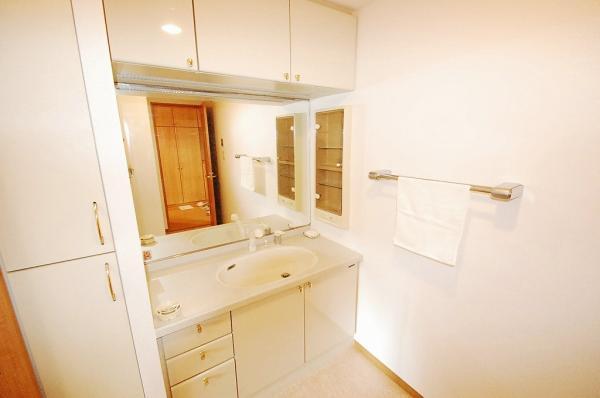 Wash basin, toilet.  ☆ Vanity with storage rich shower ☆